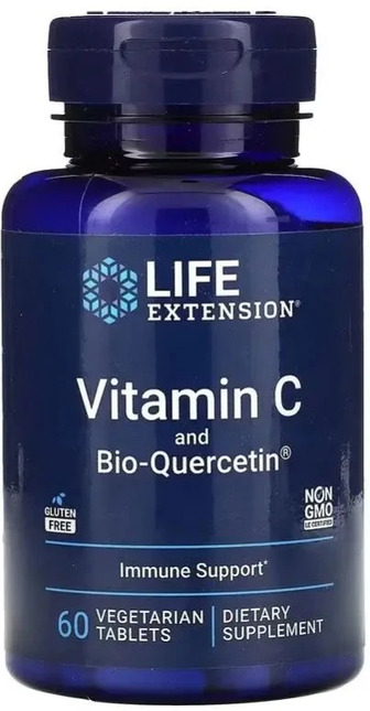 Вітамін С та біо-Кверцетин, Vitamin C and Bio-Quercetin, Life Extension, 60 вегетаріанських таблеток