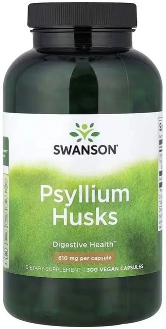 Лушпиння насіння подорожника, 610 мг, Psyllium Husks, Swanson, 300 веганських капсул