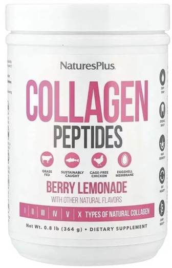 Пептиди колагену, смак ягідного лимонаду, Collagen Peptides, Natures Plus, 364 г
