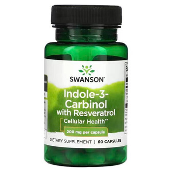 Індол-3-карбінол, Indole-3-Carbinol, Swanson, з ресвератролом, 200 мг, 60 капсул