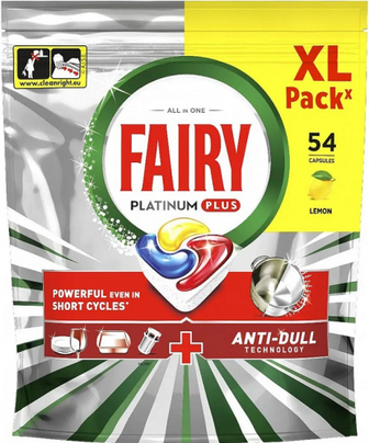 Капсули Fairy Platinum PlusAnti-Dull д/посуд.машин Лимон 54шт.
