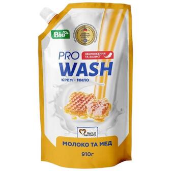 Мило рідке Pro-Wash Молоко та мед дойпак 910мл