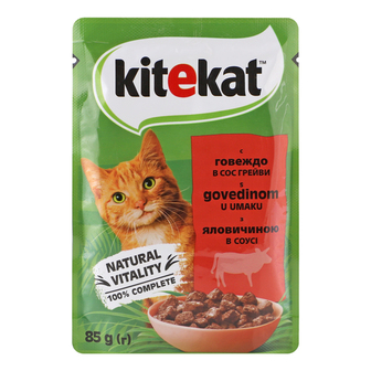 Корм д/кот.пауч Kitekat Ялович. соус 85г