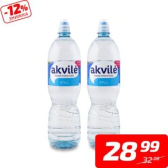 Вода мінеральна «Спорт», негазована, ТМ «Akvile», 1 л