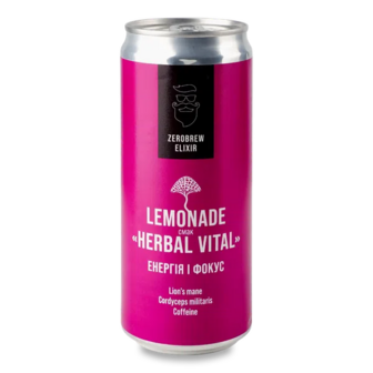 Напій адаптогенний Beermaster Brewery Zerobrew Herbal Vital середньогазований з/б (0,33л)