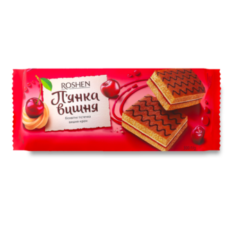 Тістечка бісквітні П”янка вишня з кремово-вишневим смаком 6*50г Рошен