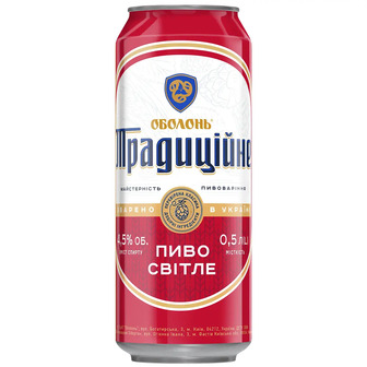 Пиво Оболонь Традиційне Світле 4.5% з/б 0.5 л