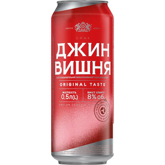 Напій слабоалкогольний Оболонь Джин Вишня 8% з/б 0.5 л