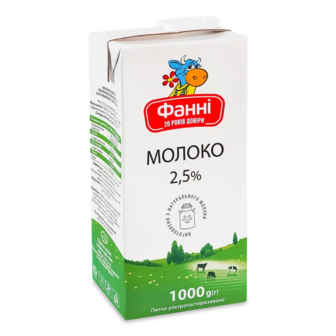 Молоко ультрапастеризоване Фанні 2,5% т/б (1000г)