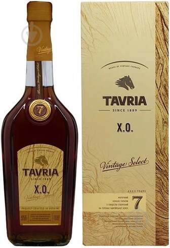 Бренді Tavria TAVRIA XO 7 років у коробці 0,5 л
