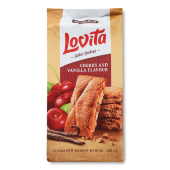 Печиво "Lovita Cake" з начинкою вишня-ваніль ТМ Рошен, 168г