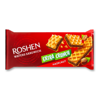 Вафлі "Wafers Sandwich Crunch" горіхові ТМ Рошен, 142г