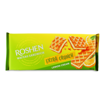 Вафлі "Wafers Sandwich Crunch" лимон ТМ Рошен, 142г