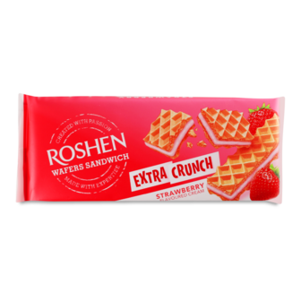 Вафлі "Wafers Sandwich Crunch" полуниця ТМ Рошен 142г