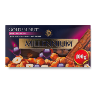Шоколад молочний з горіхом і родзинками ТМ Millennium, 100г