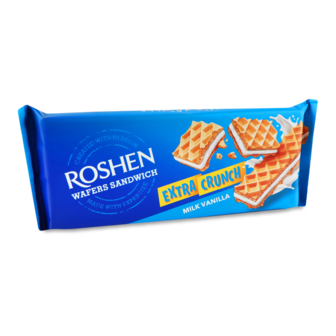Вафлі "Wafers Sandwich Crunch" молочно-ванільні ТМ Рошен, 142г