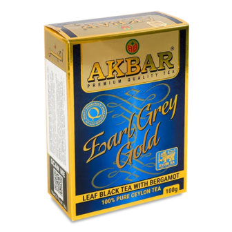Чай чорний Akbar Earl Grey Gold з бергамотом (100г)