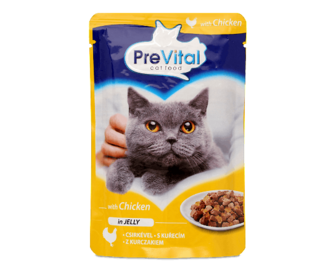 Корм для котів PreVital з куркою у желе (100г)