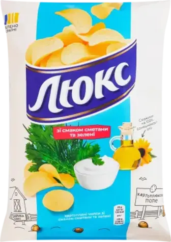 Чипси Люкс картопляні зі смаком сметани та зелені 125 г