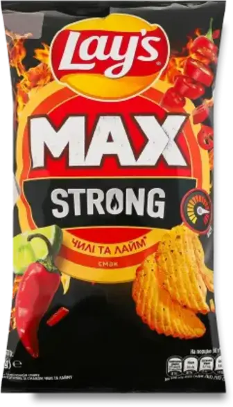 Чипси Lay's Strong Max Чилі та лайм картопляні 60 г