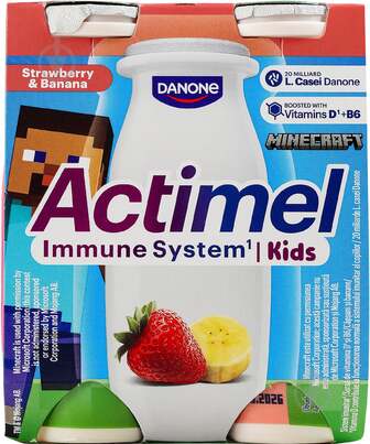 Кисломолочний продукт Actimel продукт кисломолочний 1,4% пет 4x100г полуниця-банан