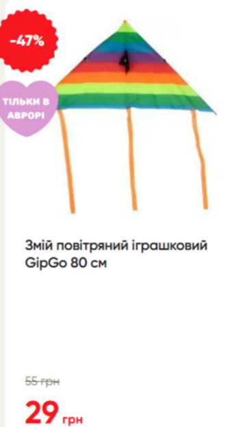 Змій повітряний іграшковий GipGo 80 см