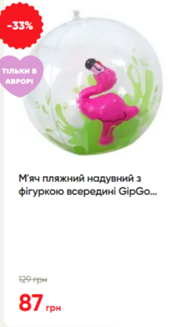 М'яч пляжний надувний з фігуркою всередині GipGo прозорий