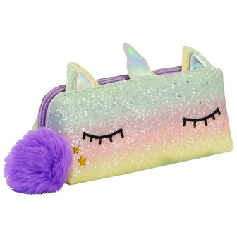 Пенал Cool For School CF6636-purple 1 відділення з блискітками та помпоном Фіолетовий (4044572141828)