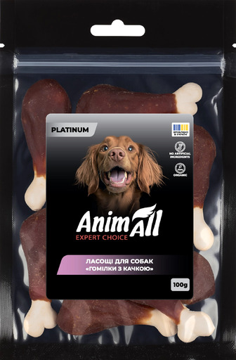 Ласощі для собак AnimAll Platinum Гомілки з качкою 100 г (4820224504018)