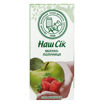 Сік Наш Сік яблучно-полуничний з м'якоттю 0.33 л (4820016252431)