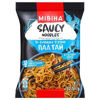 Вермішель Мівіна Saucy Noodles зі смаком в стилі Пад Тай із паростками бамбуку 92.5 г (8445292214407)