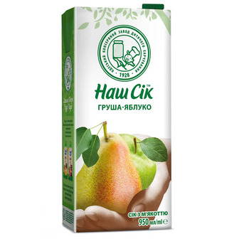 Сік з м'якоттю Груша-яблуко Наш сік 950 мл
