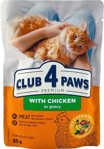 Корм для котів Club 4 Paws з куркою в соусі  85г