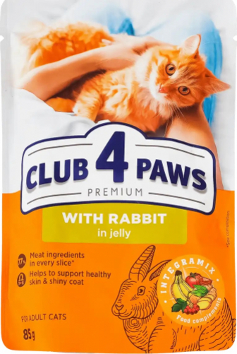 Корм для котів Club 4 Paws кролик у желе 85г