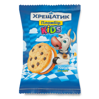 Морозиво Хрещатик Kids пломбір на печиві з дропсами 15% 70г