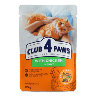 Корм для котів Club 4 Paws Premium з куркою в соусі 85г