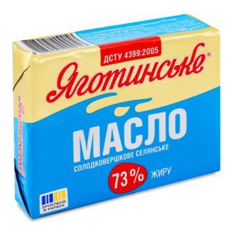 Масло солодковершкове «Яготинське» «Селянське» 73% 180г