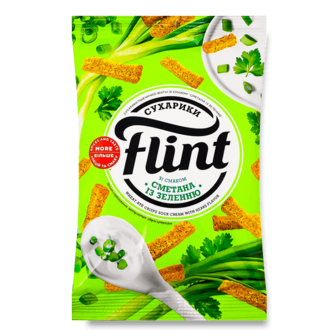 Сухарики Flint пшенично-житні зі смаком сметана із зеленню 60г