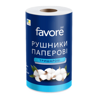 Рушники паперові Favore тришарові білі з прокрасом шт