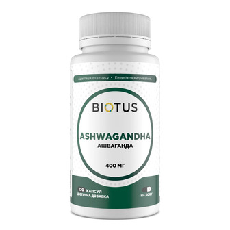 Ашваганда, Ashwagandha, Biotus, 400 мг, 120 капсул