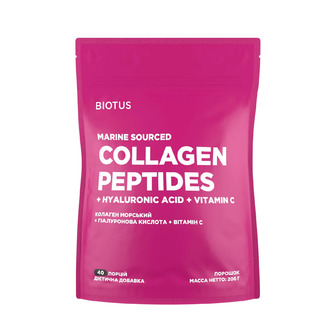 Колаген морський + гіалуронова кислота + вітамін C, Marine Sourced Collagen Peptides + Hyaluronic Acid + Vitamin C, Biotus, 206 г