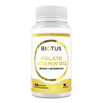 Фолат + Вітамін В12, Folate Vitamin 12, Biotus, 60 капсул