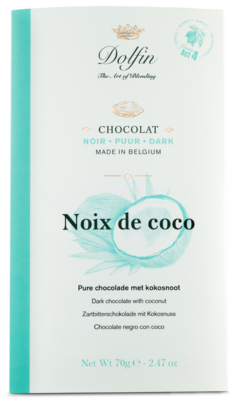 Чорний шоколад 60% какао з кокосом Dolfin 70 г