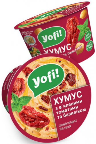 Закуска Yofi Hummus з нуту з в`яленими томатами та базиліком 250г