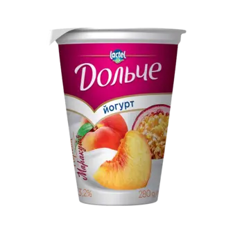 Йогурт Дольче Персик-маракуйя 3,2% стакан 280г
