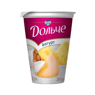 Йогурт Дольче ананас-диня 3,2% стакан 280г
