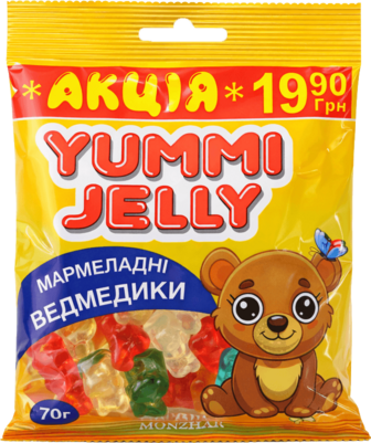 Цукерки желейні Yummi Jelly "Ведмедики", 70 г