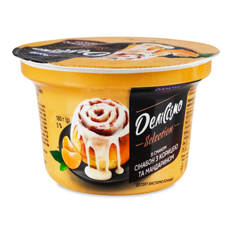 Десерт кисломолочний Danone Selection Деліссімо з наповнювачем зі смаком сінабон з корицею та мандарином 5% 180 г (4820293250663)