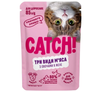 Корм Catch! Три види м_яса в желе для котів 85г