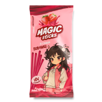 Соломка KBV Magic sticks глазур зі смаком полуниці 60г